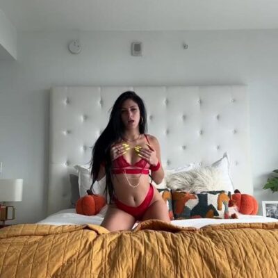 Camilla Araujo Red Lingerie Strip Tease Masturbation Video